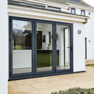 3.0M ALU SLIDING DOOR SET GREY RIGHT HAND 3+0