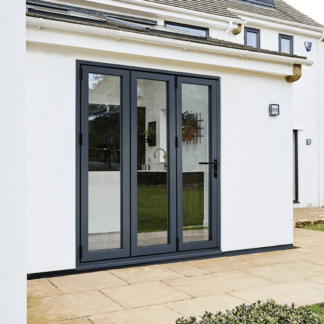 1.8M ALU SLIDING DOOR SET GREY LEFT HAND 3+0