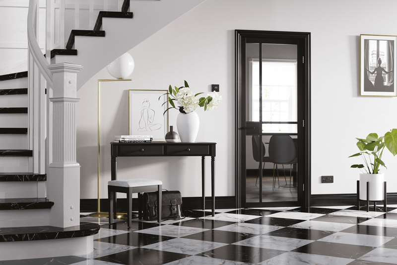 2040X726 BLACK GREENWICH GLAZED INTERNAL DOOR - Image 2