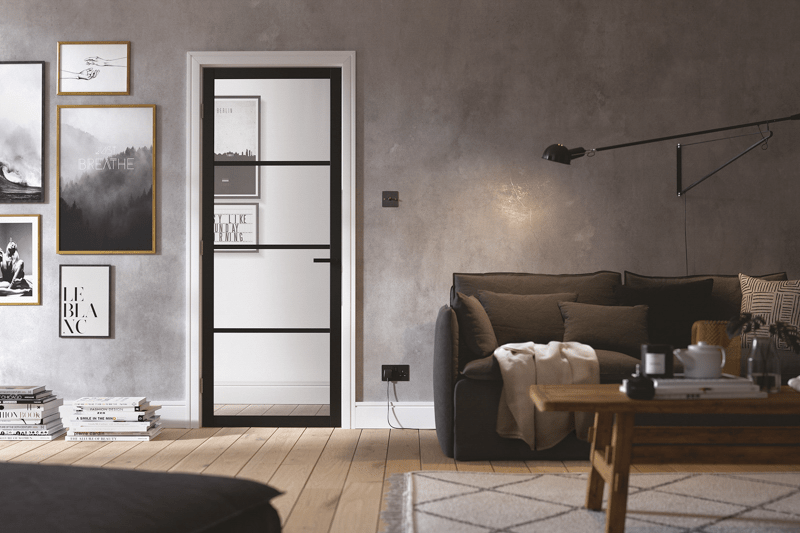 2040x826x40mm BLACK SOHO GLAZED INTERNAL DOOR - Image 2