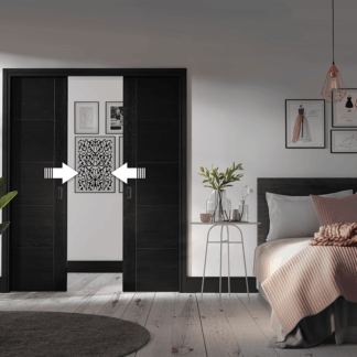 FLUSSO DOUBLE POCKET DOOR SET SIMULTANEOUS SYSTEM POCKET DOOR