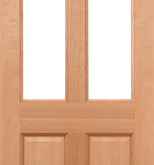 HARDWOOD MALTON GLAZED 2L FROSTED EXTERNAL DOOR