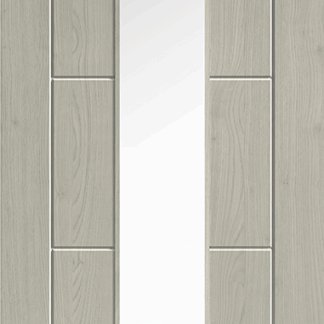LIGHT GREY LAMINATE LADDER GLAZED INTERNAL DOOR