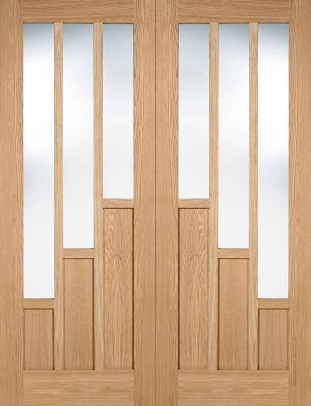 OAK COVENTRY PREFINISHED GLAZED 3L PAIRS PAIR DOOR
