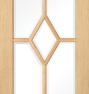 78X33 REIMS (DIAMOND) CLR BEV GLASS OAK PREFINISHED