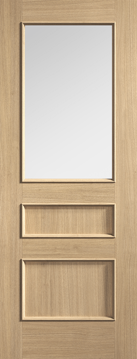 1981x686x35 OAK TOLEDO 2P/1L CLEAR GLAZED PREFIN