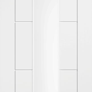 WHITE LAMINATE LADDER GLAZED INTERNAL DOOR