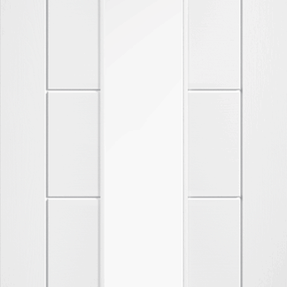 WHITE LAMINATE LINEAR 7P GLAZED INTERNAL DOOR