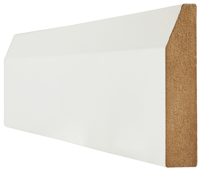 18X146 WHITE WRAPPED CHAMFERED SKIRTING (4X3M LENGTHS)