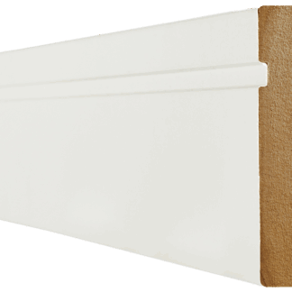 18X95 WHITE WRAPPED SINGLE GROOVE SKIRTING (4X3M LENGTHS)
